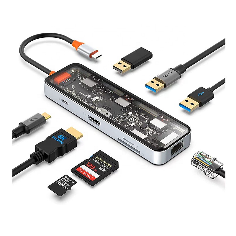 Usb Hub - 4K portlu, Ethernet bağlantılı, 100W PD