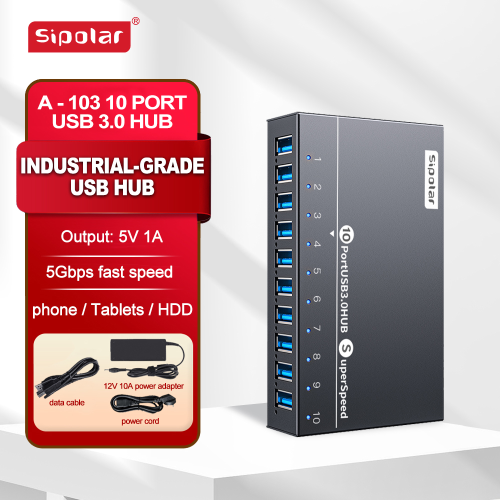 Usb Hub - A103 Sipolar 10 Portlu USB Hub,
