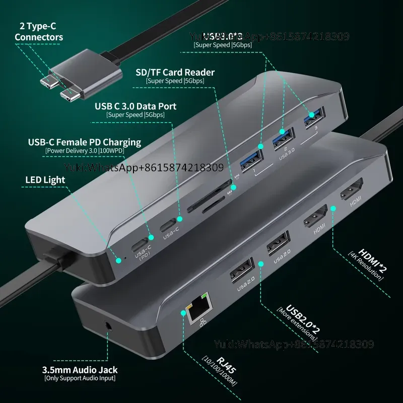 Usb Hub - Çok Satan Çift Ekranlı Tip C