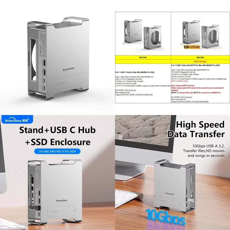 Usb Hub - Mini M4 Stand Hub Dock USB