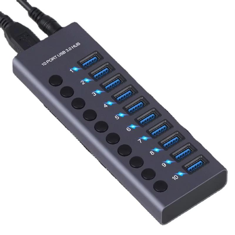 Usb Hub - 10 Portlu Alüminyum Alaşımlı Yüksek Hızlı