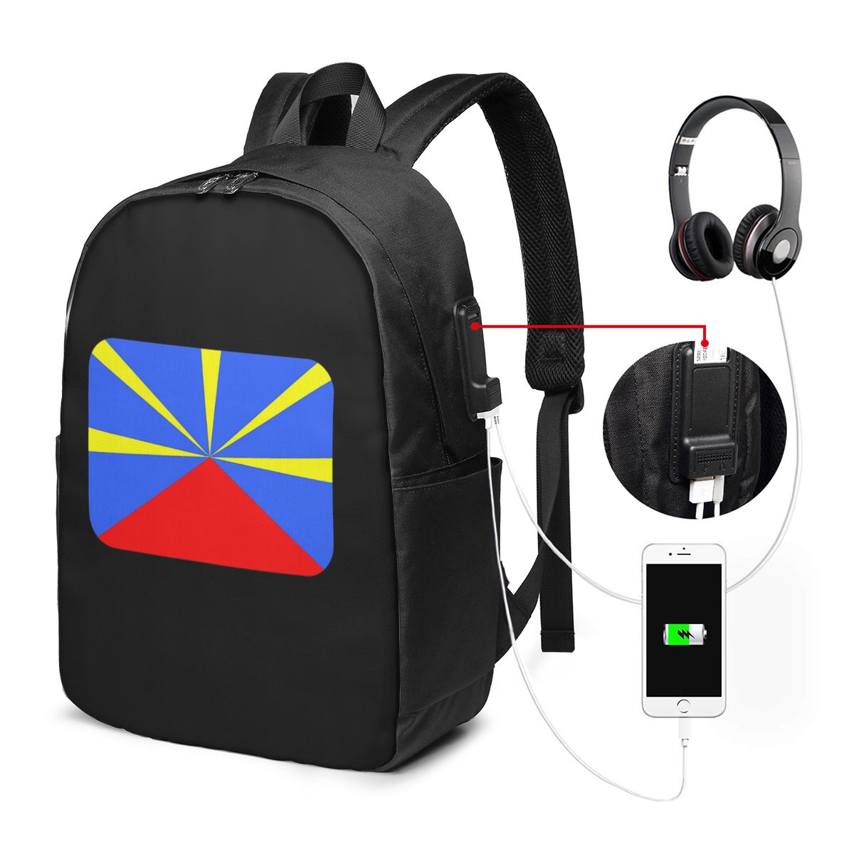 Laptop Bag - 974 Reunion Adası Bayrağı Sırt Çantası