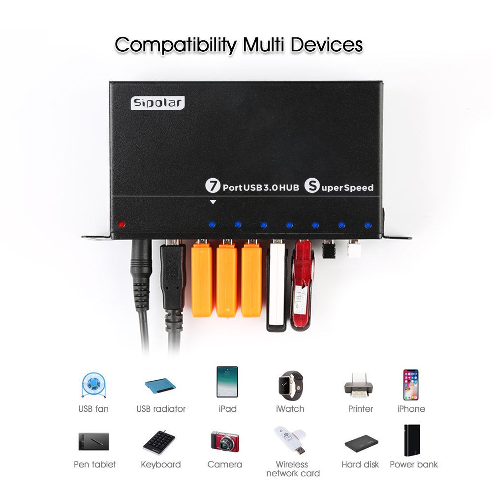 Usb Hub - A-173 Endüstriyel 7 Portlu USB 3.0