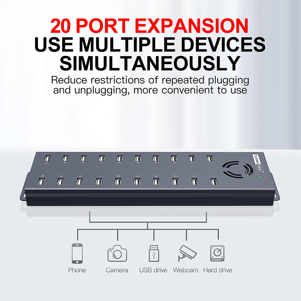 120W 20 Portlu USB Hub Endüstr - Usb Hub incelemesi ve fiyatı