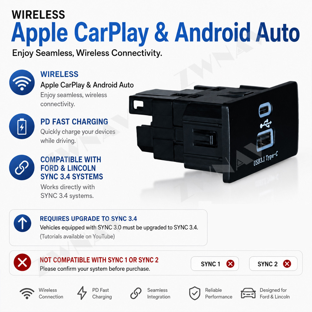 Ford Lincoln SYNC 3.4 2016-202 - Usb C Hub incelemesi ve fiyatı