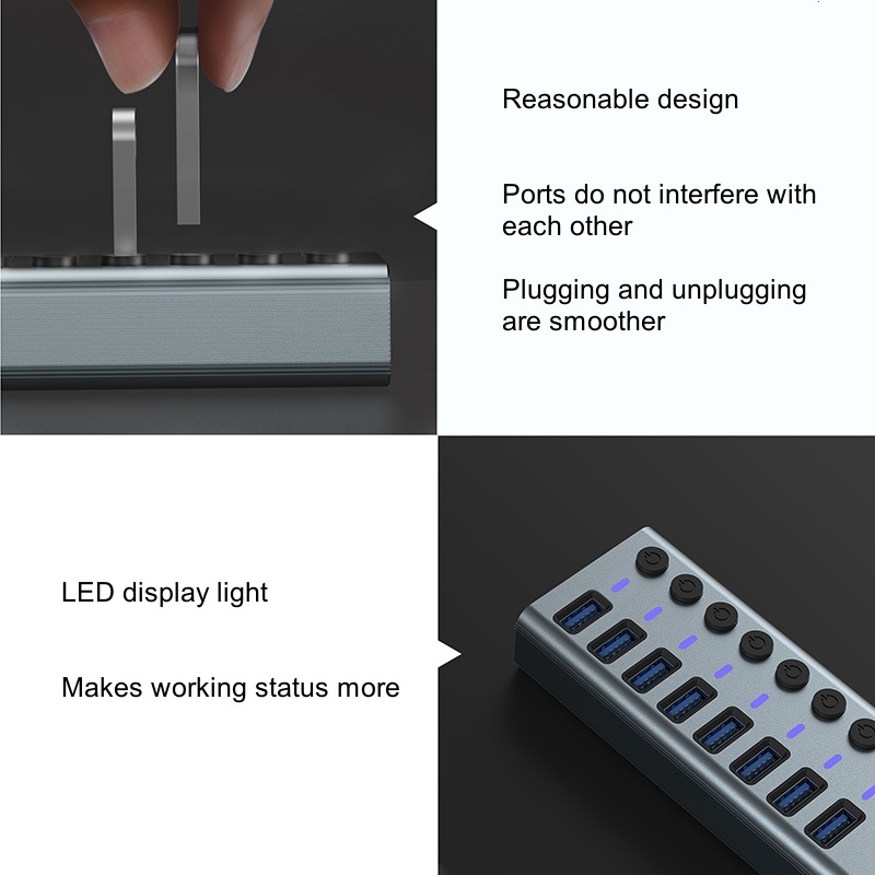 10 Portlu, Yüksek Hızlı, LED E - Usb Hub incelemesi ve fiyatı