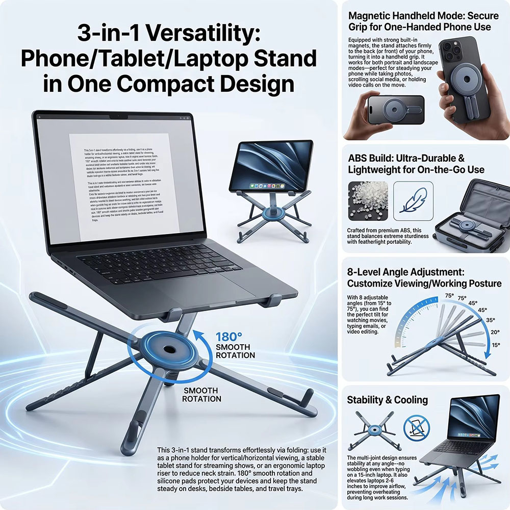 Taşınabilir Manyetik Telefon T - Laptop Stand incelemesi ve fiyatı